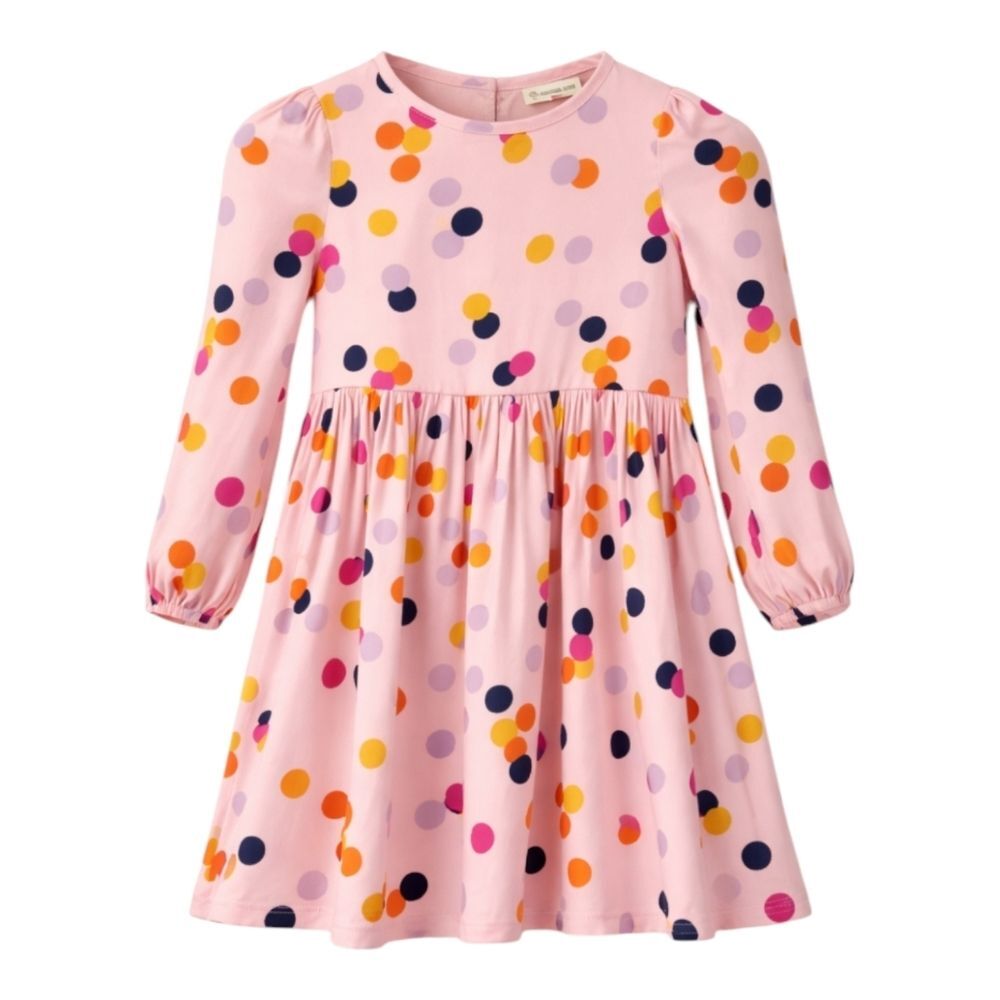 Tucker + Tate Light Pink Polka Dot Polkadot Long Sleeve Henley Dress Girl Size 4